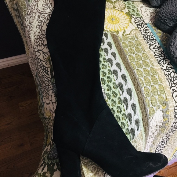 Black Suede Over-the-Knee Boots - Picture 3 of 5